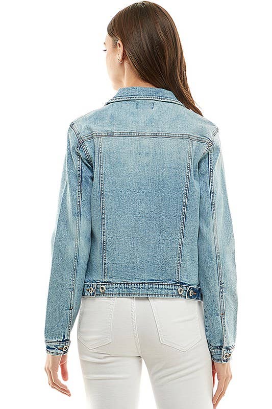 Plus Size Spandex  Ladies  Casual Denim Jacket