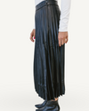Faux Leather Pleated Midi Skirts