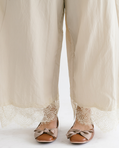 BALLOON LEG PANTS WITH LACE TRIM