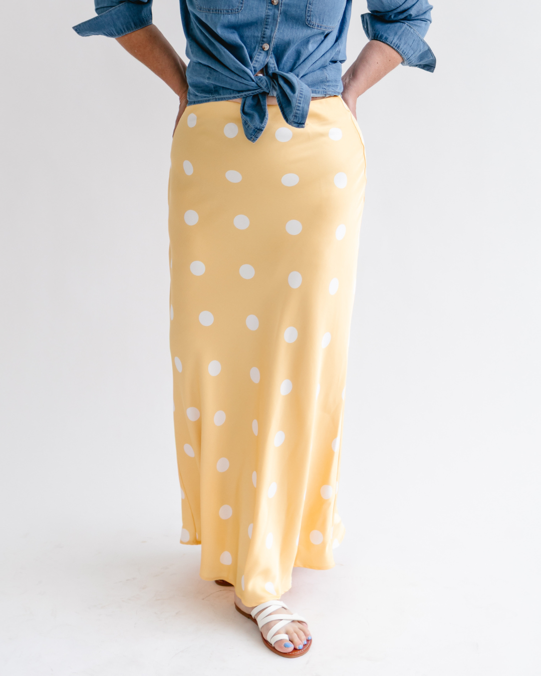 Polka Dot Satin Maxi Skirt