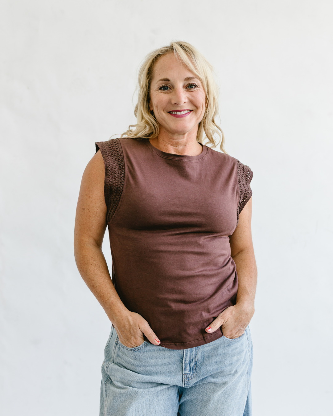 Embellished Trim Cotton Sleeveless Top