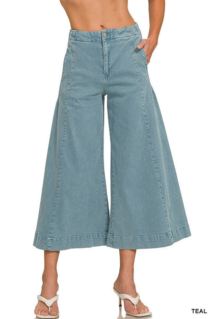 High Rise Cropped Flare Denim