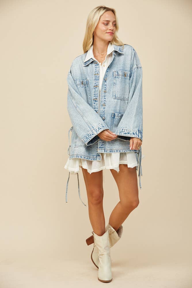 BOHO *SIDE TIE DETAIL* OVERSIZED DENIM JACKET