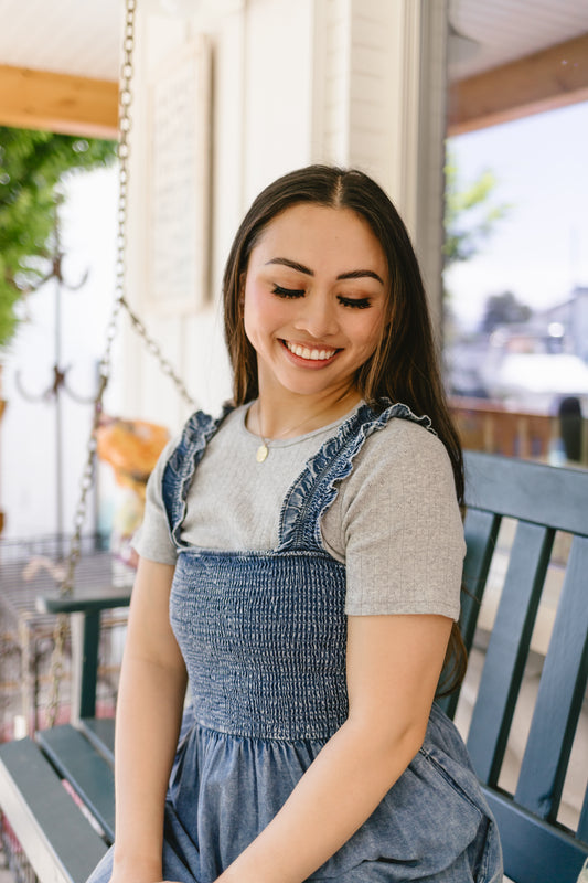 Cotton Eyelet Knit Boyfriend Sleeve Halftee
