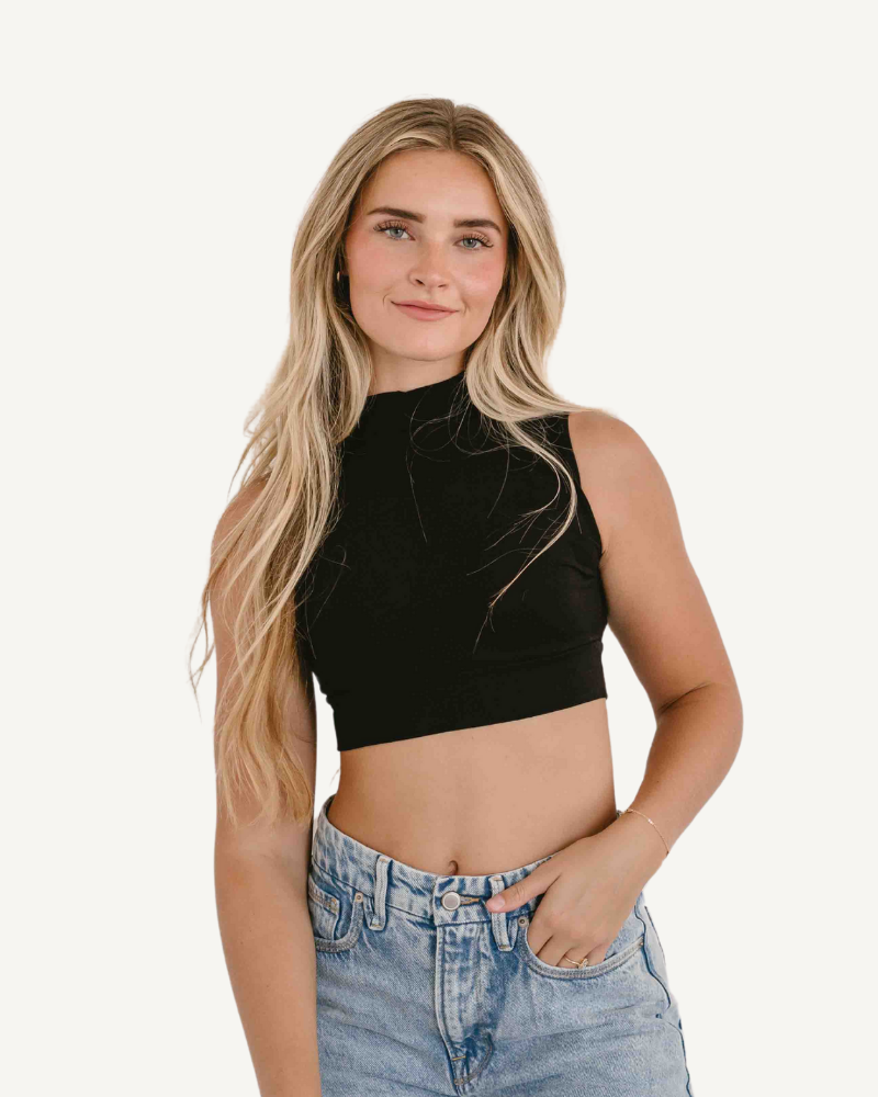 Mock Neck Sleeveless Halftee – HALFTEE Layering Fashions