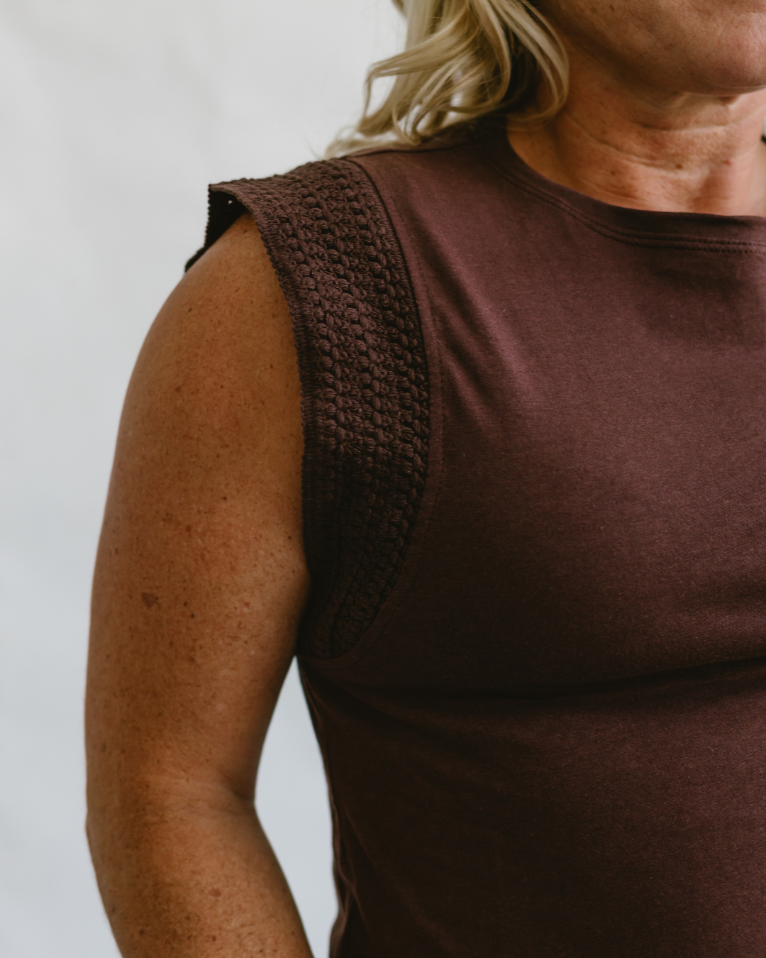 Embellished Trim Cotton Sleeveless Top