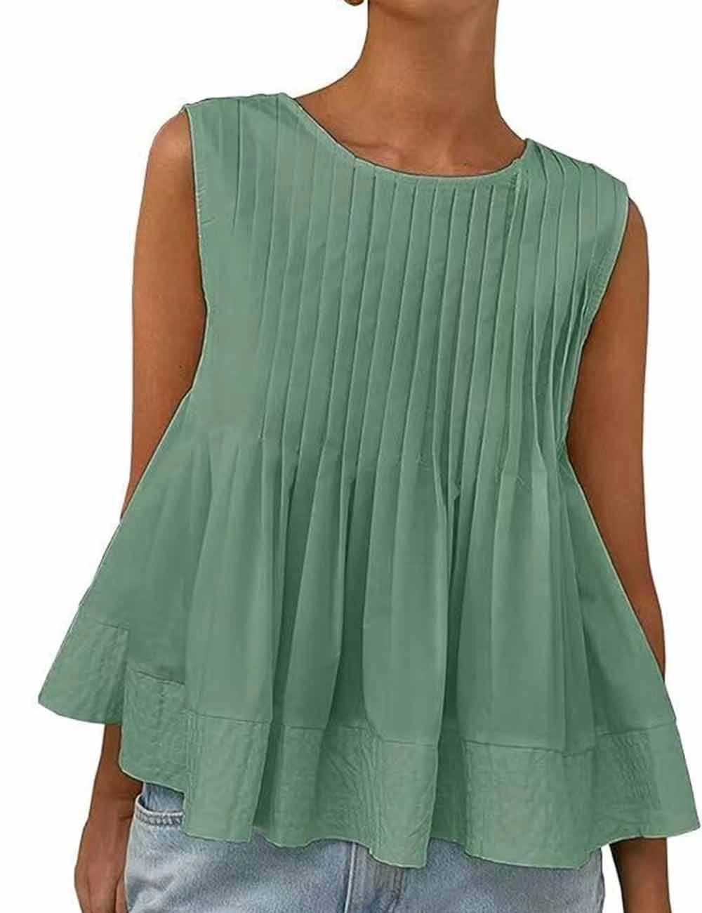 Pleated Peplum Tank Top
