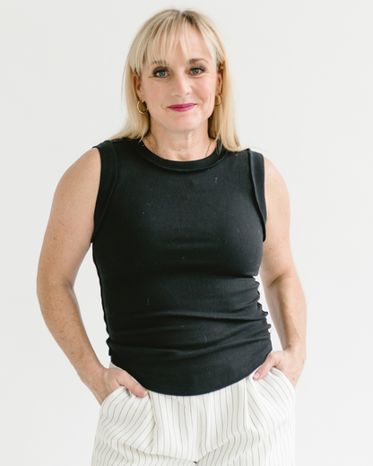 Sleeveless Ribbed Deconstructed Tank