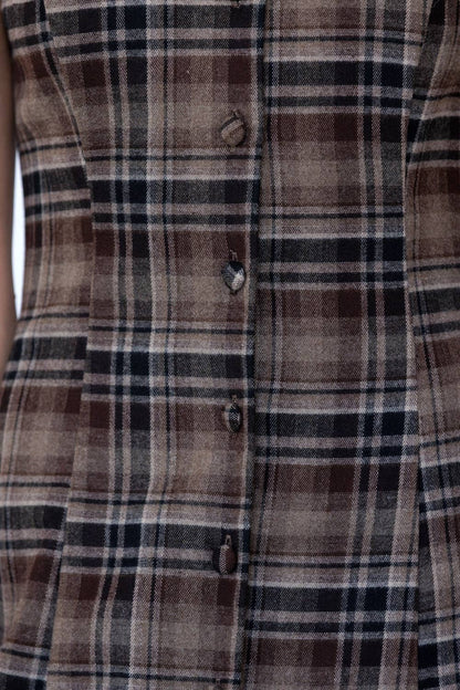 Plaid Button Front Dress