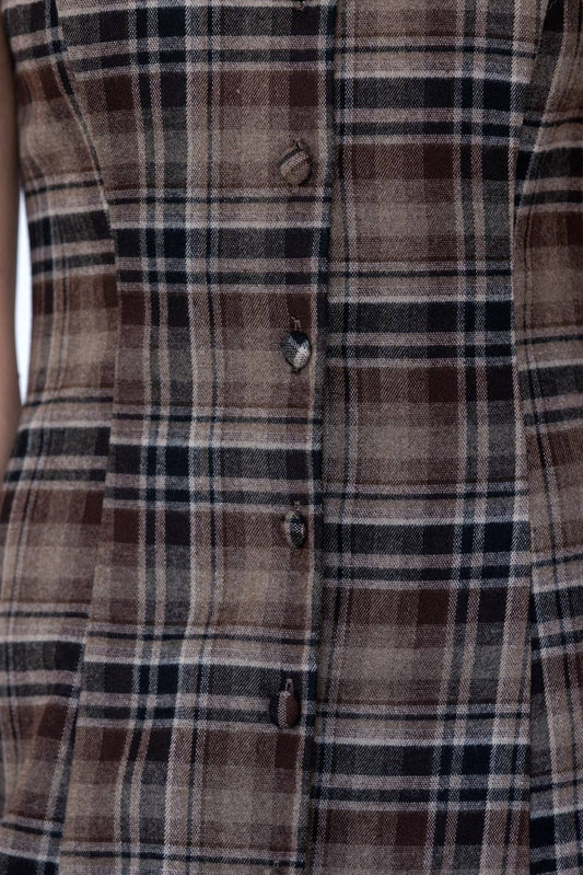 Plaid Button Front Dress