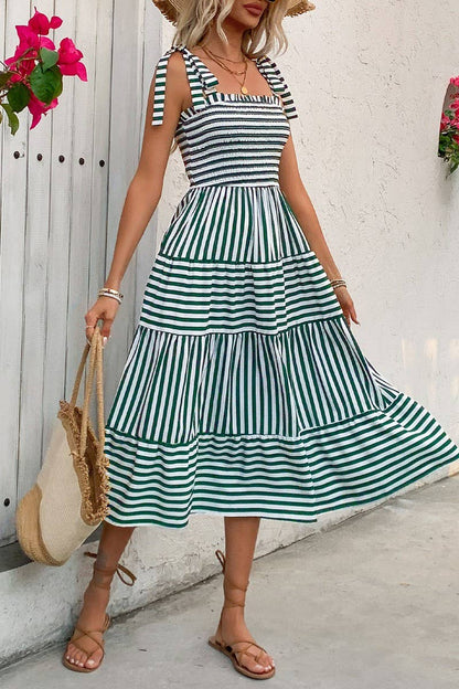 Striped Tie-Strap Dress