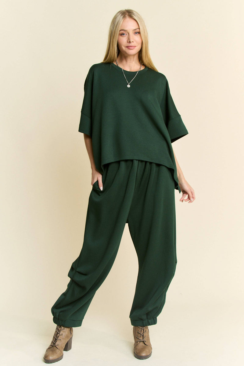 SOLID FLOWY TOP WITH PANTS SET