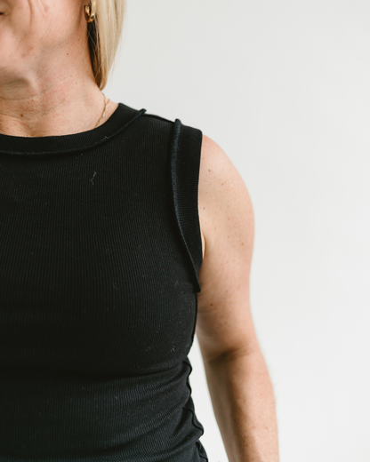 Sleeveless Ribbed Deconstructed Tank