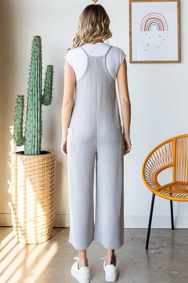 Solid Rib Cami Jumpsuit