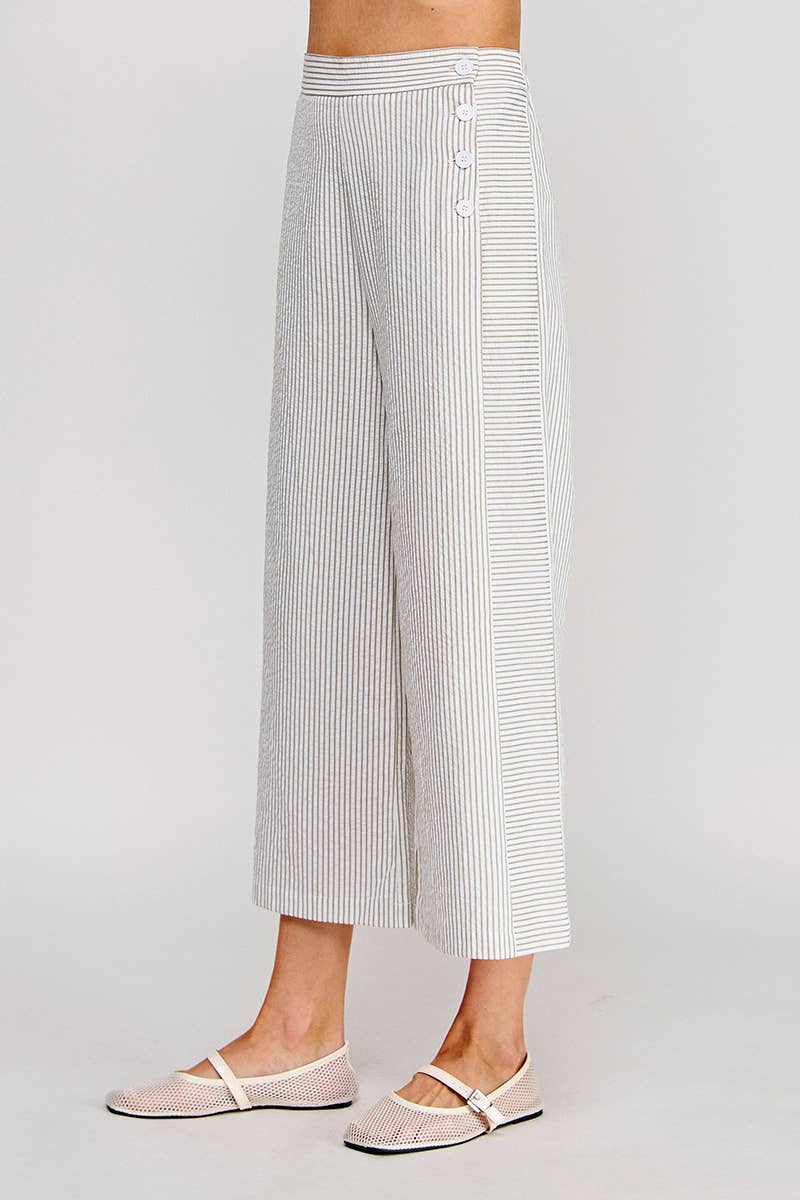 Seersucker - Side Button Pants