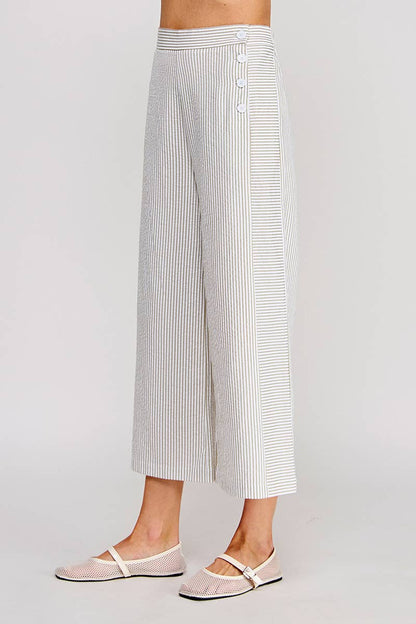 Seersucker - Side Button Pants