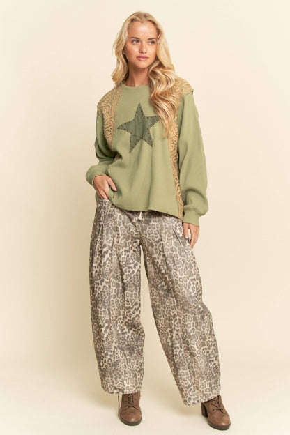 Animal Print Barrel Jeans