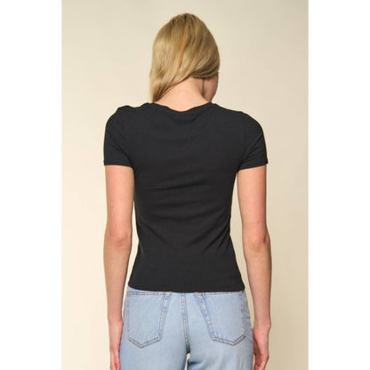Classic Crew Neck Rayon Ribbed Short Sleeve Tee