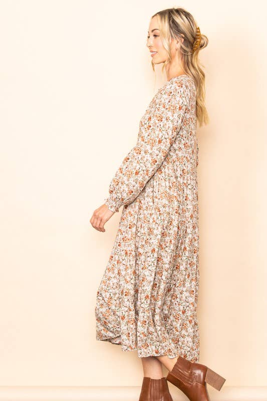 Button Down Tiered  Maxi Dress