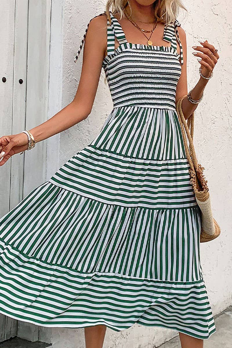 Striped Tie-Strap Dress