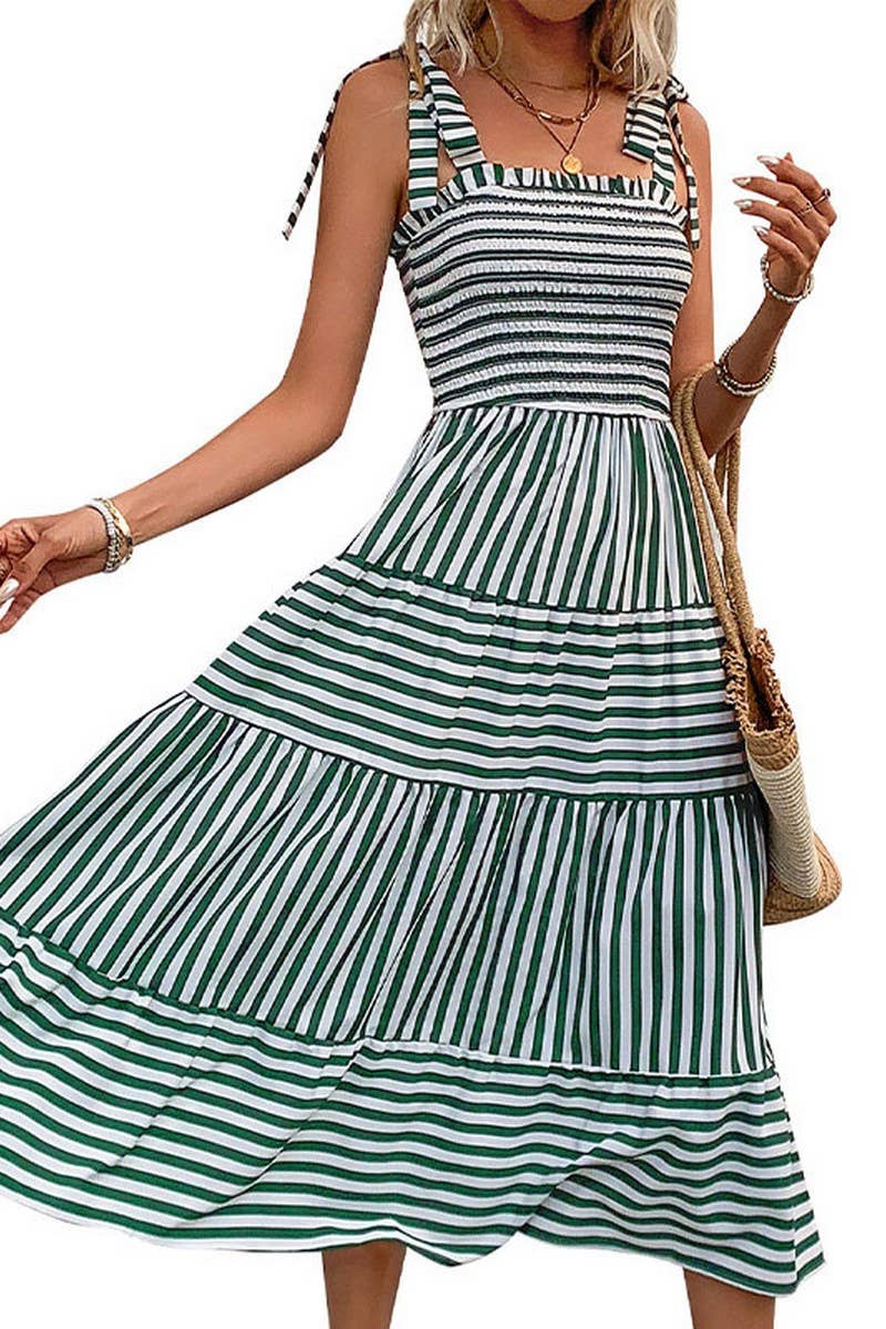 Striped Tie-Strap Dress