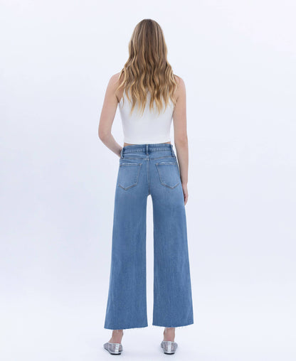 HIGH RISE COMFORT WAISTBAND CROP WIDE JEANS