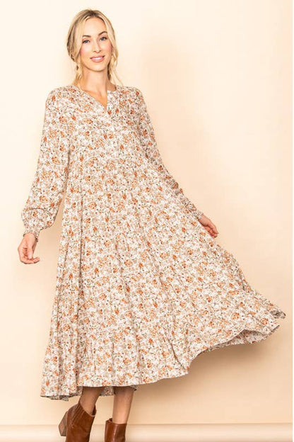 Button Down Tiered  Maxi Dress