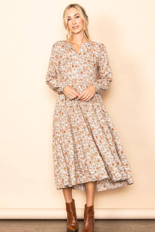 Button Down Tiered  Maxi Dress