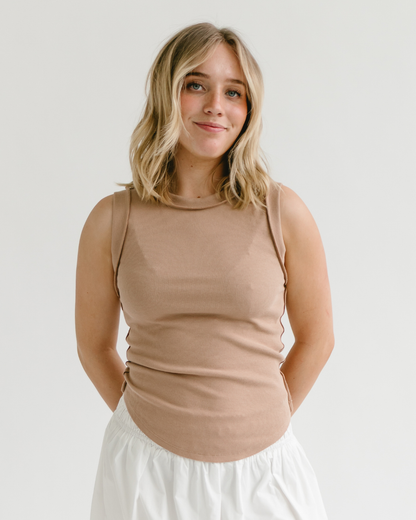 Sleeveless Ribbed Deconstructed Tank