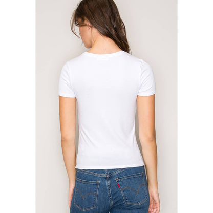 Classic Crew Neck Rayon Ribbed Short Sleeve Tee