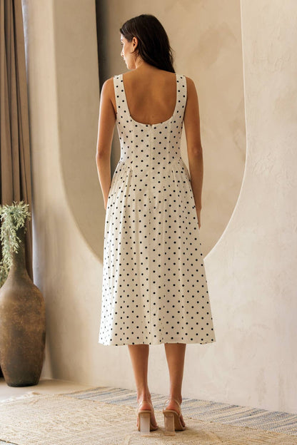 Polka Dot Fit and Flare - Midi Dress