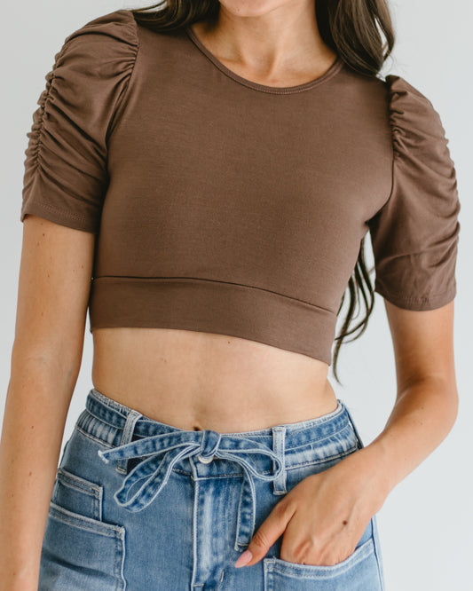 Ruched Sleeve Halftee
