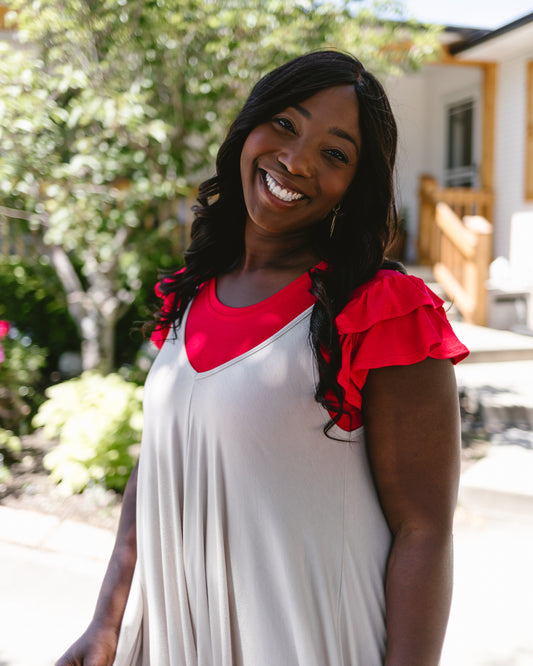 Ruffle Sleeve Halftee