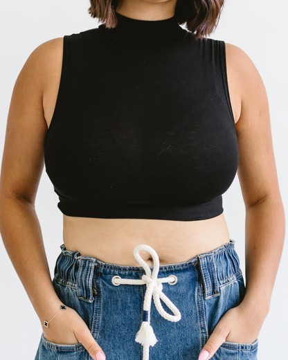 Mock Neck Sleeveless Halftee