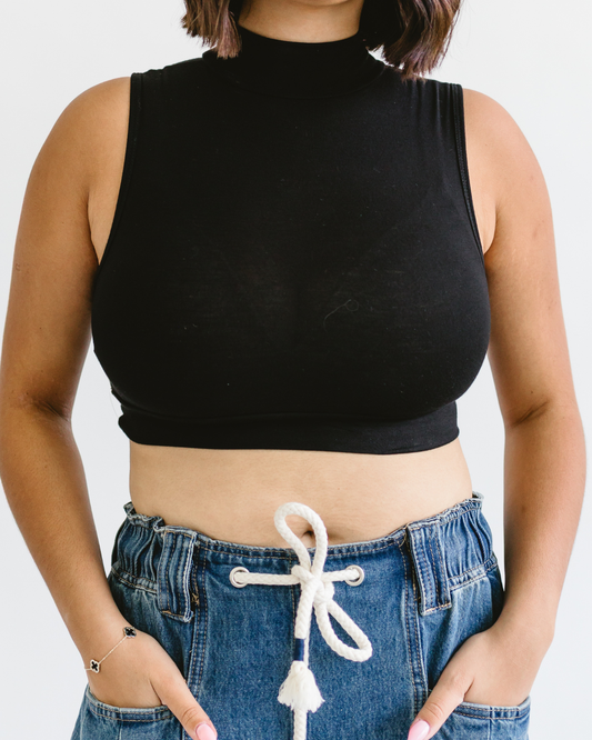 Mock Neck Sleeveless Halftee