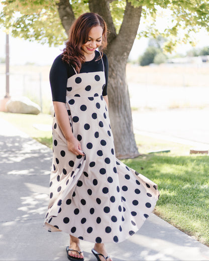 POLKA DOT PRINTED FULL LENGTH DRESS
