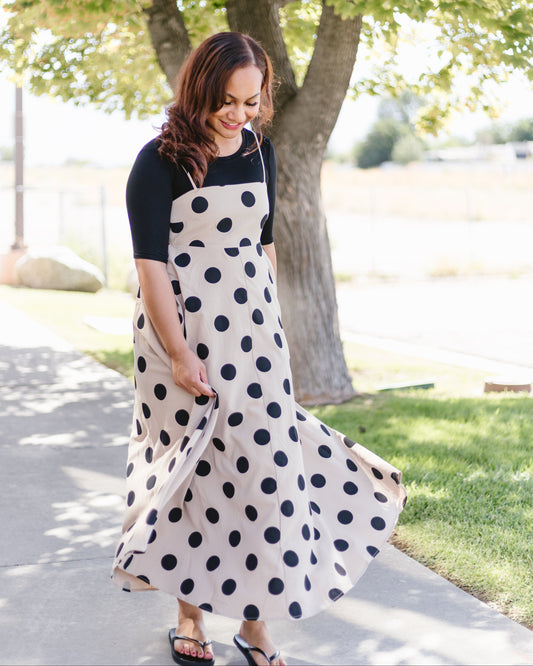 POLKA DOT PRINTED FULL LENGTH DRESS
