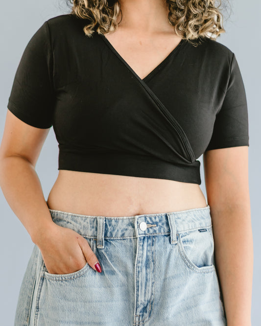 Cross Over Boyfriend Sleeve ( with pockets for insertable cups/nursing pads)