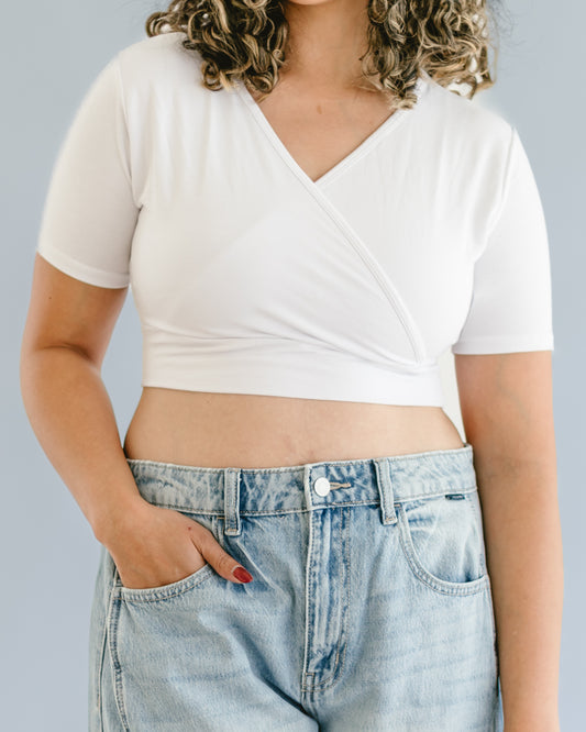 Cross Over Boyfriend Sleeve ( with pockets for insertable cups/nursing pads)