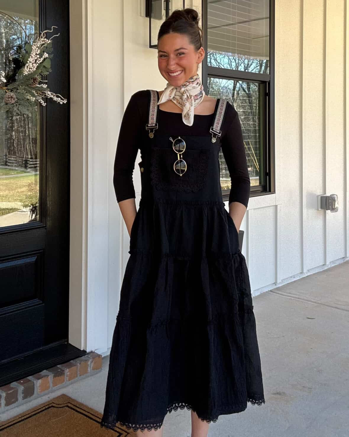 Overall Dress with Lace trim pocket