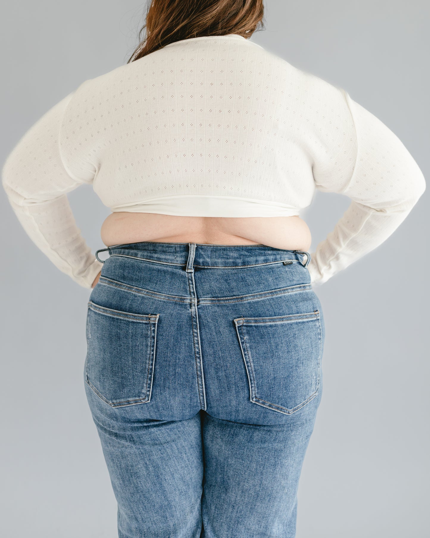 Mock Neck Eyelet Long Sleeve - 100% Cotton