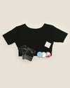 A black top with matching earrings and a pair of earrings, presented in a BESTIE GIFT BOX.