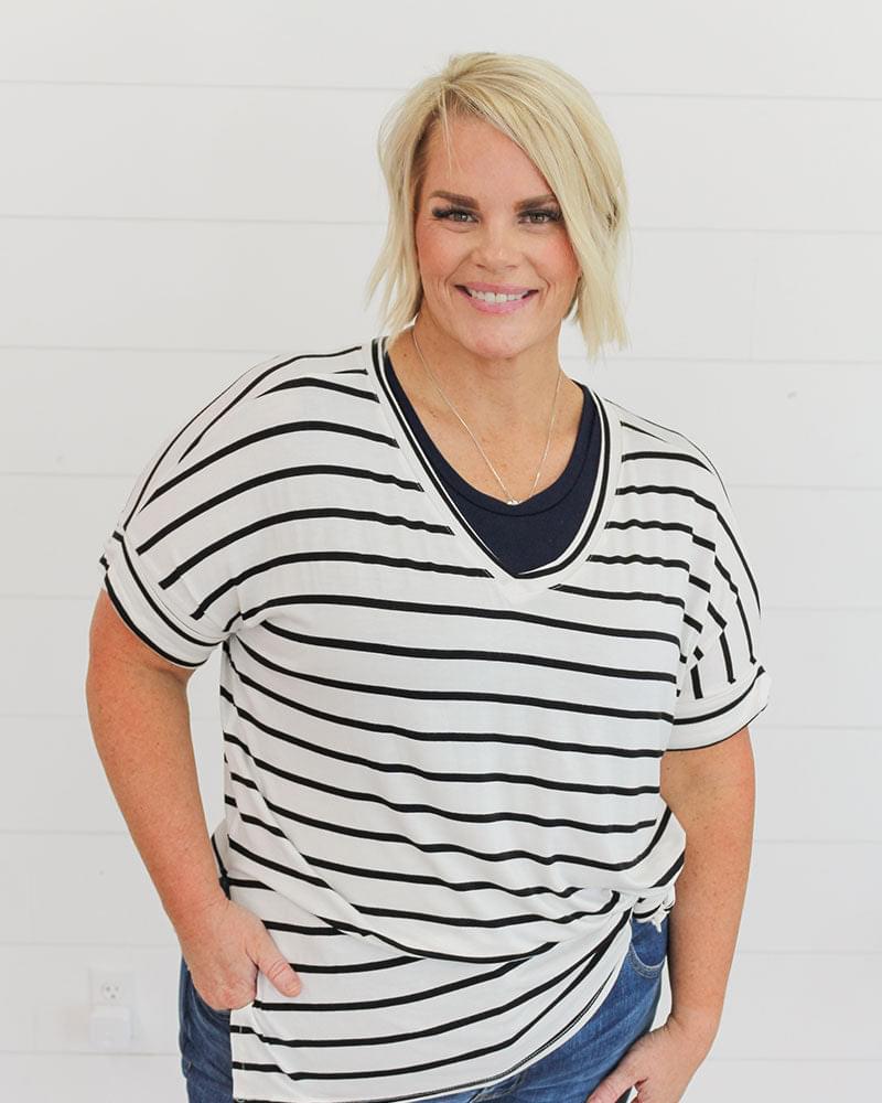 A new sleeve length to our popular Crew Neck! Get the higher neckline without the sleeve.     95% Rayon 5% Spandex