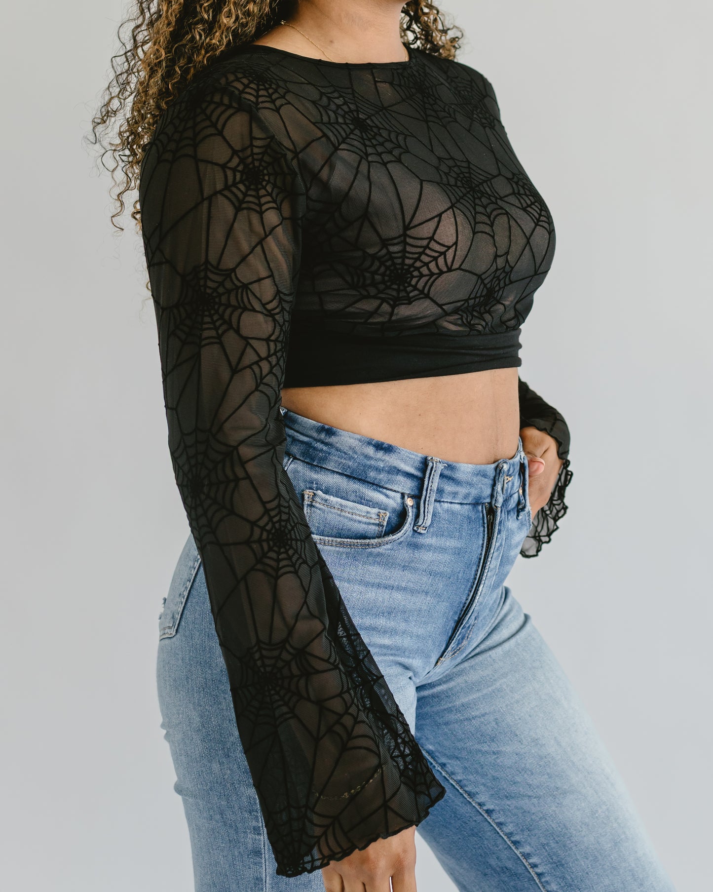 Mesh Spider Web Halftee