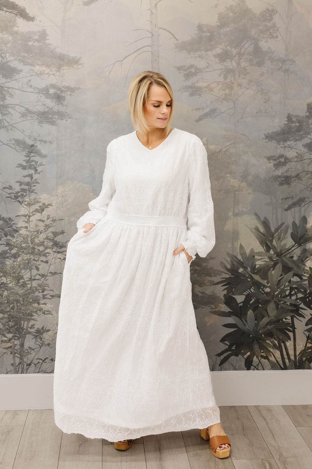 All In White Embroidered Maxi (XS-M, 3x Left)