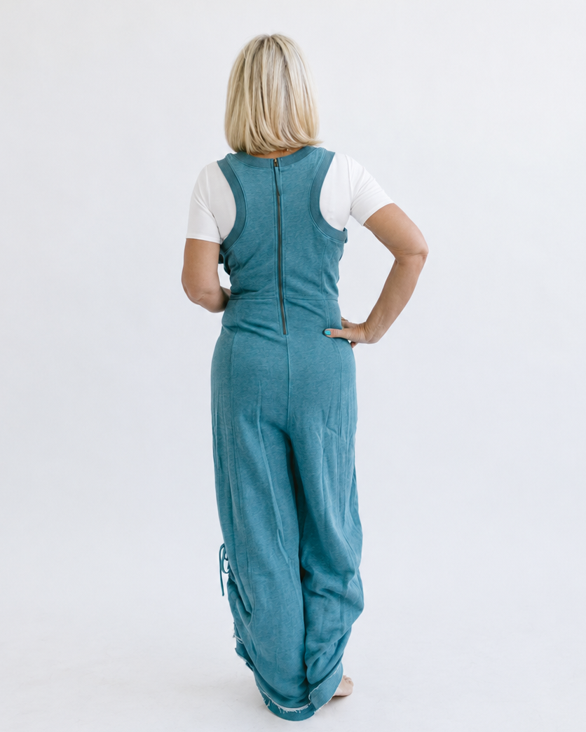 Ribbed Ruched Side Seam Jumpsuit