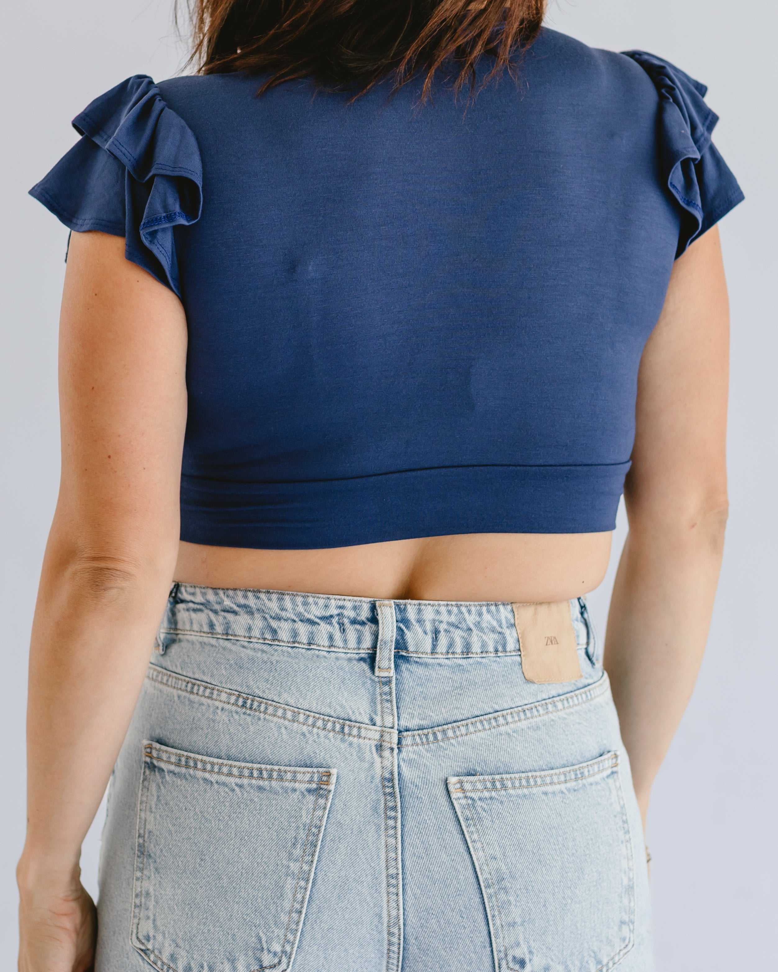 Ruffle Sleeve Halftee - Elegant Layering Top | HALFTEE – HALFTEE