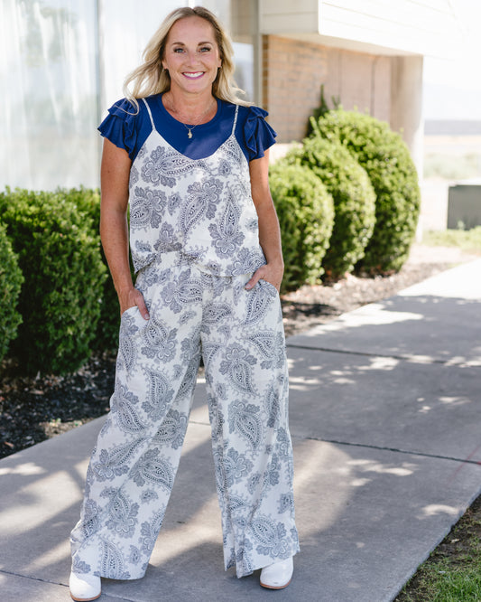 PAISLEY PRINT CAMI AND PANTS SET