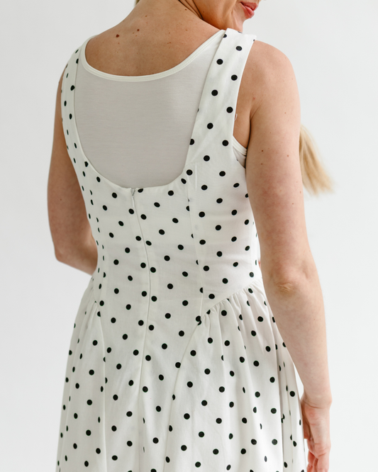 Polka-Dot Fit and Flare - Midi Dress