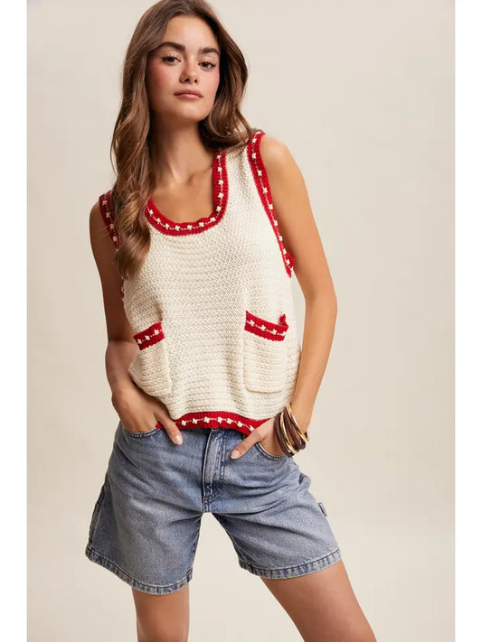 Contrast Trim Knit Top